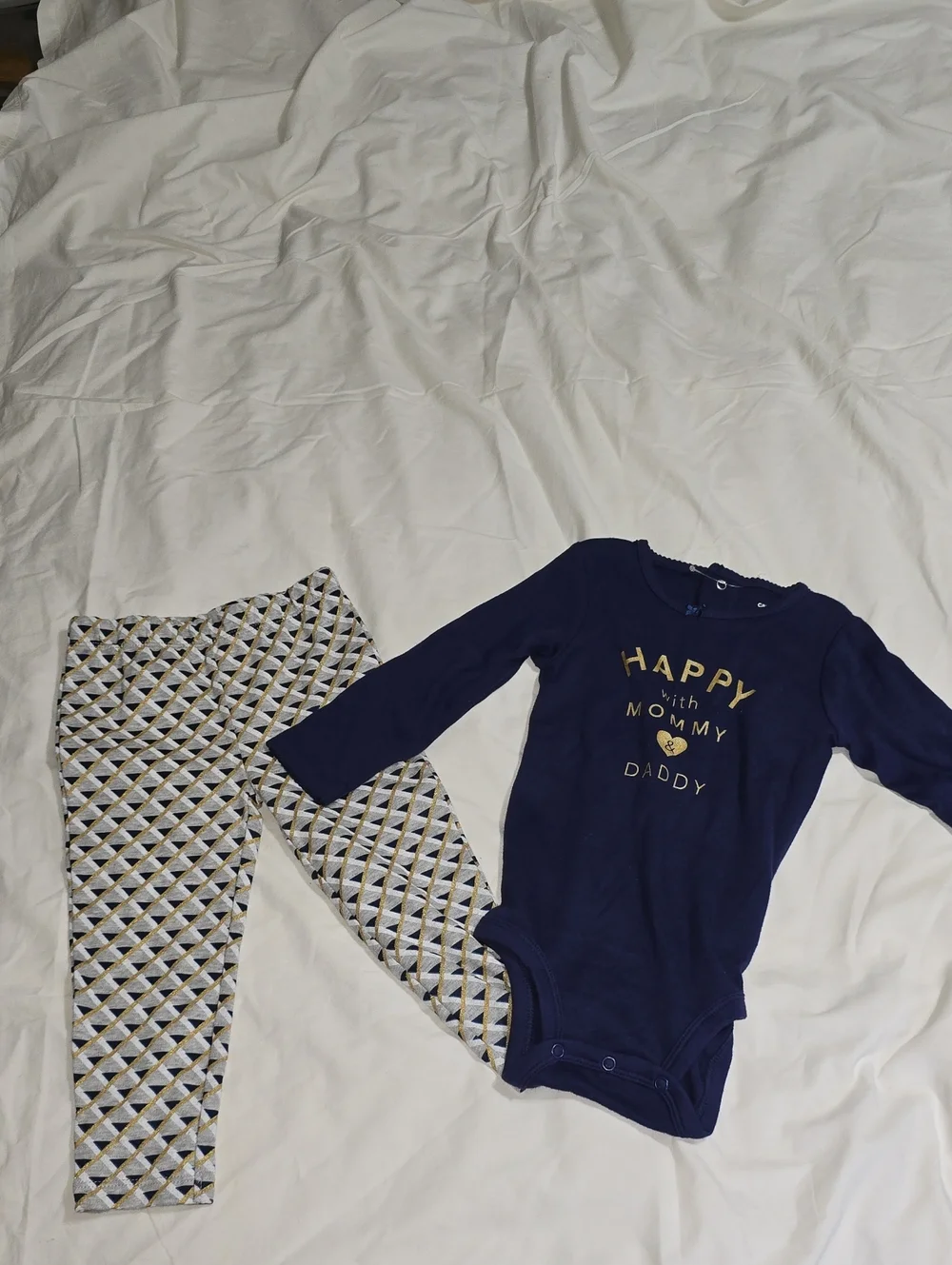 Carter's Navy and Gold 'Happy with Mommy & Daddy' Pajama Set
